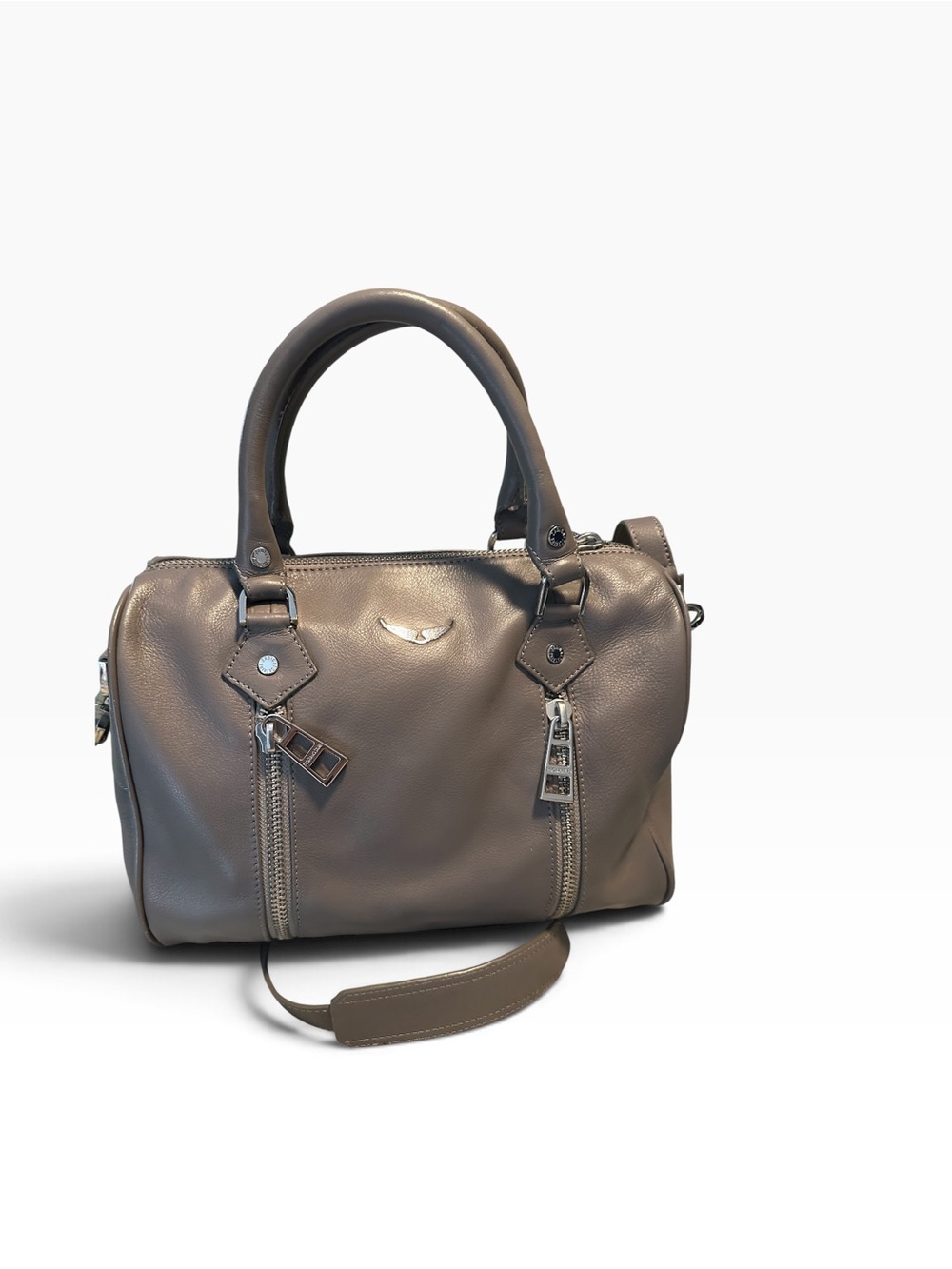 Zadig & Voltaire Sunny Gray Leather Satchel with Dustbag